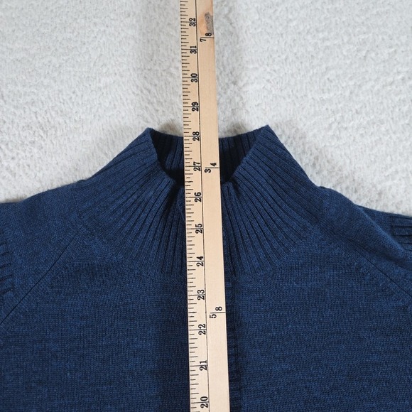 Eddie Bauer Mens Size M Blue 100% Italian Merino Wool 6 Button Pullover Sweater - Picture 3 of 7